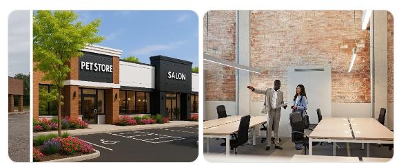 Commercial building and storefront representing business and real estate acquisition